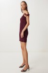 Askılı Dantelli Mini Örme Elbise BORDO LNV0008