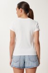 Ayıcık Baskılı Pamuklu Örme T-shirt EKRU LUB0111