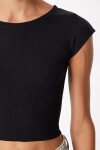 Basic Fitilli Örme Crop Bluz SİYAH LMX0122