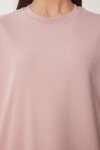 Basic Pamuklu Örme T-shirt GÜL KURUSU LUS0094