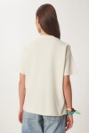 Basic Pamuklu Örme T-shirt KREM LUS0094