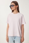 Basic Pamuklu Örme T-shirt PEMBE LUS0094