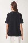 Basic Pamuklu Örme T-shirt SİYAH LUS0094