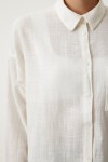 Cepli Oversize Basic Keten Gömlek EKRU LMX0003