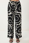 Desenli Yazlık Viskon Kimono Pantolon Takım SİYAH BEYAZ LRN0013