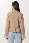 Dokulu Volanlı Hafif Transparan Modal Bluz BEJ LMX0099