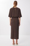 Drapeli Midi Modal Elbise KAHVERENGİ LNT0033