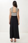 Halter Yaka Midi Dokuma Elbise SİYAH KREM LRW0001