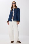 Kadife Yaka Denim Ceket KOYU MAVİ LRW0003