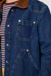 Kadife Yaka Denim Ceket KOYU MAVİ LRW0003