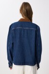 Kadife Yaka Denim Ceket KOYU MAVİ LRW0003