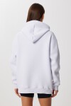 Kapüşonlu Oversize Şardonlu Örme Sweatshirt BEYAZ LEN0042