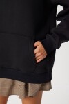 Kapüşonlu Oversize Şardonlu Örme Sweatshirt SİYAH LEN0042