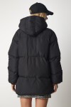 Kapüşonlu Şişme Mont SİYAH LHK0004