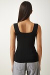 Kare Yaka Triko Bluz SİYAH LUS0004