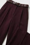 Kemerli Geniş Paça Esnek Örme Pantolon BORDO LZV0045