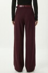 Kemerli Geniş Paça Esnek Örme Pantolon BORDO LZV0045