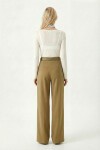 Kemerli Geniş Paça Esnek Örme Pantolon ZEYTİN YEŞİLİ LZV0045