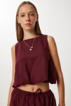 Keten Culotte Pantolon Bluz Takım BORDO LRV0116