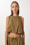 Keten Culotte Pantolon Bluz Takım HAKİ LRV0116