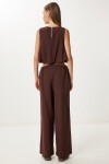 Keten Culotte Pantolon Bluz Takım KAHVERENGİ LRV0116