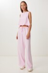 Keten Culotte Pantolon Bluz Takım ŞEKER PEMBE LRV0116