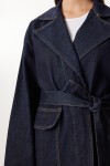 Kuşaklı Denim Ceket Pantolon Takım KOYU MAVİ LRI0013