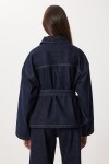 Kuşaklı Denim Ceket Pantolon Takım T0242 KOYU MAVİ LRI0020