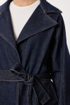 Kuşaklı Denim Ceket Pantolon Takım T0280 KOYU MAVİ LRI0021