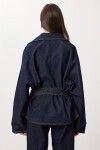 Kuşaklı Denim Ceket Pantolon Takım T0280 KOYU MAVİ LRI0021