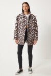 Leopar Desenli Şişme Mont SİYAH BEJ LNT0004