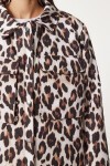 Leopar Desenli Şişme Mont SİYAH BEJ LNT0004