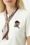 Nakış İşlemeli Fularlı Örme T-shirt BEYAZ LMC0085