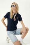 Nakış İşlemeli Fularlı Örme T-shirt LACİVERT LMC0085