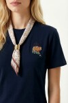 Nakış İşlemeli Fularlı Örme T-shirt LACİVERT LMC0085