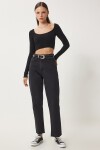 Orta Bel Straight Jeans SİYAH LUT0011