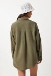 Oversize Basic Müslin Gömlek HAKİ LMX0002