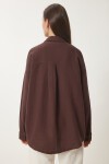 Oversize Basic Müslin Gömlek KAHVERENGİ LMX0002