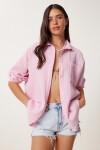 Oversize Basic Müslin Gömlek ŞEKER PEMBE LMX0002