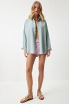 Oversize Uzun Basic Gömlek ÇAĞLA YEŞİLİ LMX0106
