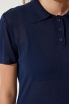 Polo Yaka Hafif Transparan Yazlık Triko Bluz LACİVERT LYY0065