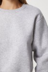 Şardonlu Crop Sweatshirt GRİ MELANJ LUB0043