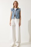Şık Zincirli Denim Yelek MAVİ LRV0083