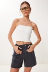 Soluk Efektli Cepli Denim Şort ANTRASİT LUT0018