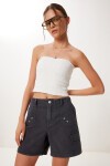 Soluk Efektli Cepli Denim Şort ANTRASİT LUT0018