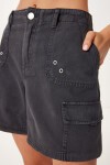 Soluk Efektli Cepli Denim Şort ANTRASİT LUT0018