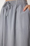Soluk Efektli Kloş Denim Etek AÇIK GRİ LMX0074