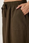 Soluk Efektli Kloş Denim Etek HAKİ LMX0074
