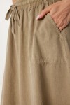 Soluk Efektli Kloş Denim Etek KİL YEŞİLİ LMX0074