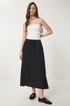 Soluk Efektli Kloş Denim Etek SİYAH LMX0074